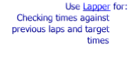 Use Lapper for:
Checking times against previous laps and target times